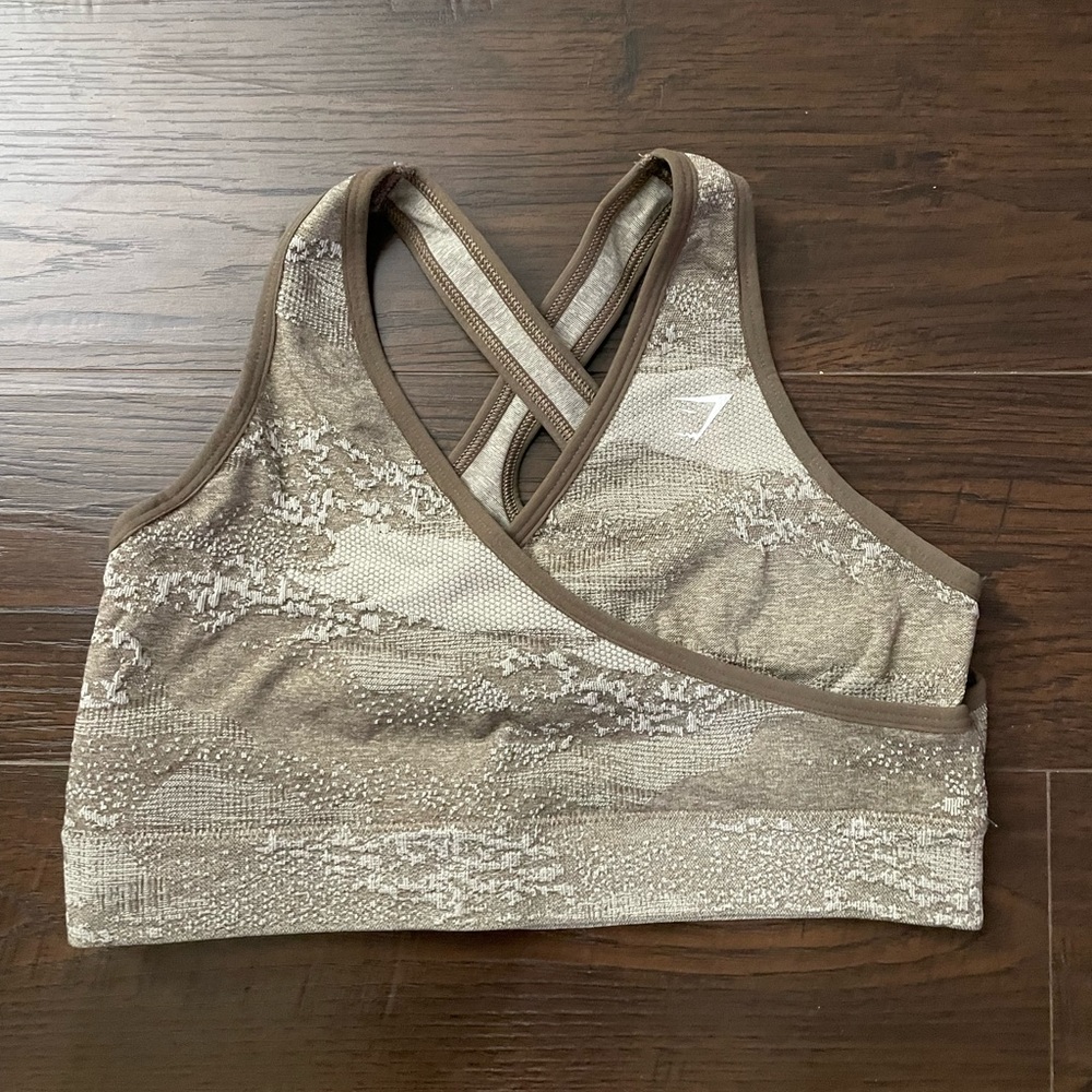 Gymshark Brown Camouflage Sports Bra